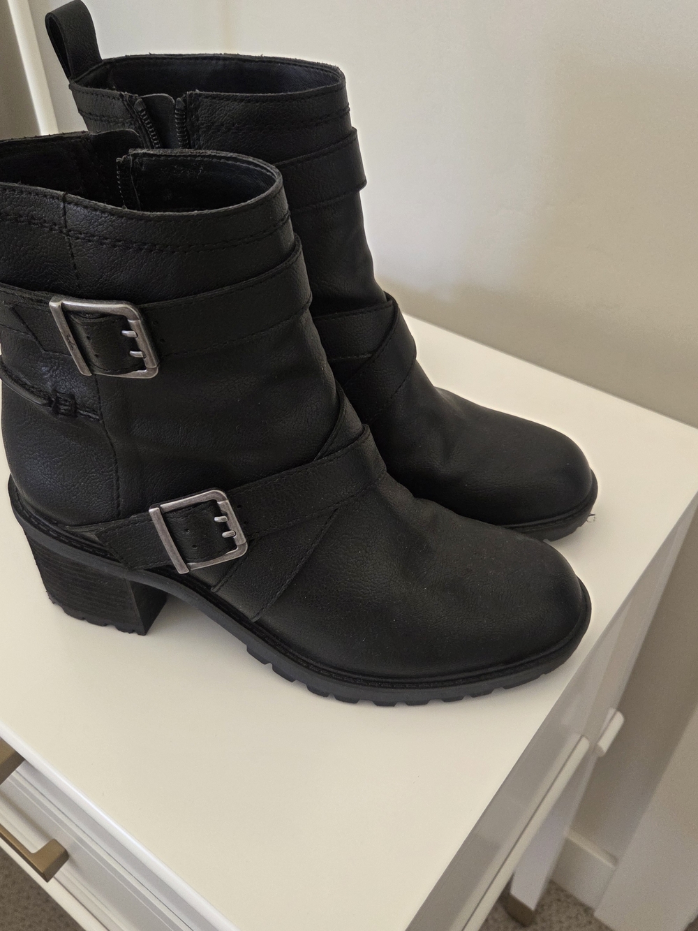 Zodiac Black Buckled Ankle Heeled Boots